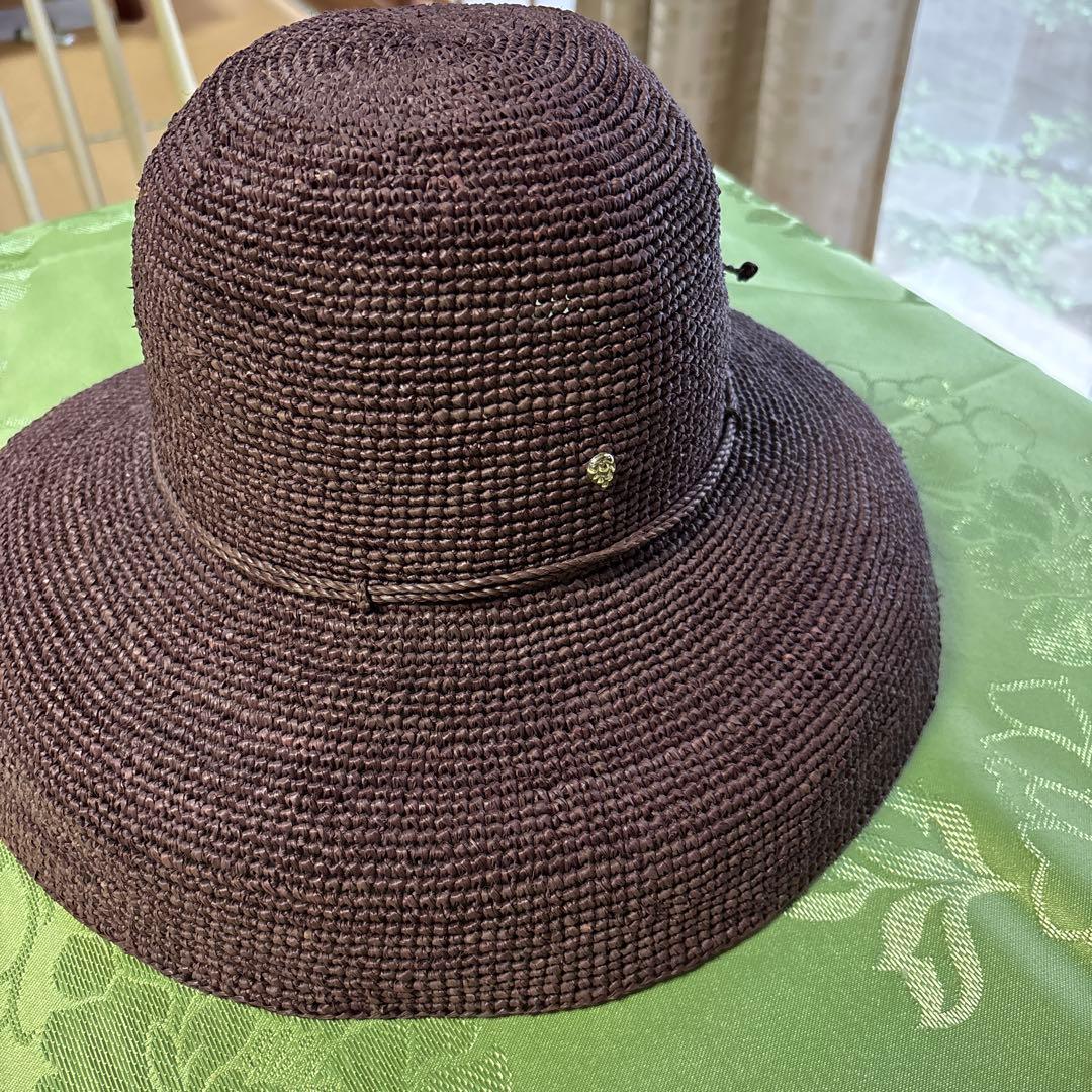 ヘレンカミンスキー　麦わら帽子　ブラウン　ボルドー