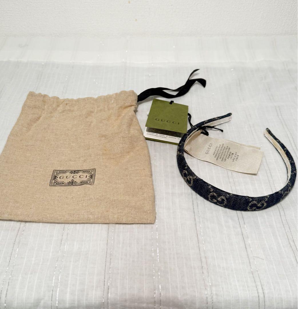 GUCCIグッチ　カチューシャ　ヘアバンド　デニム　未使用タグ付き
