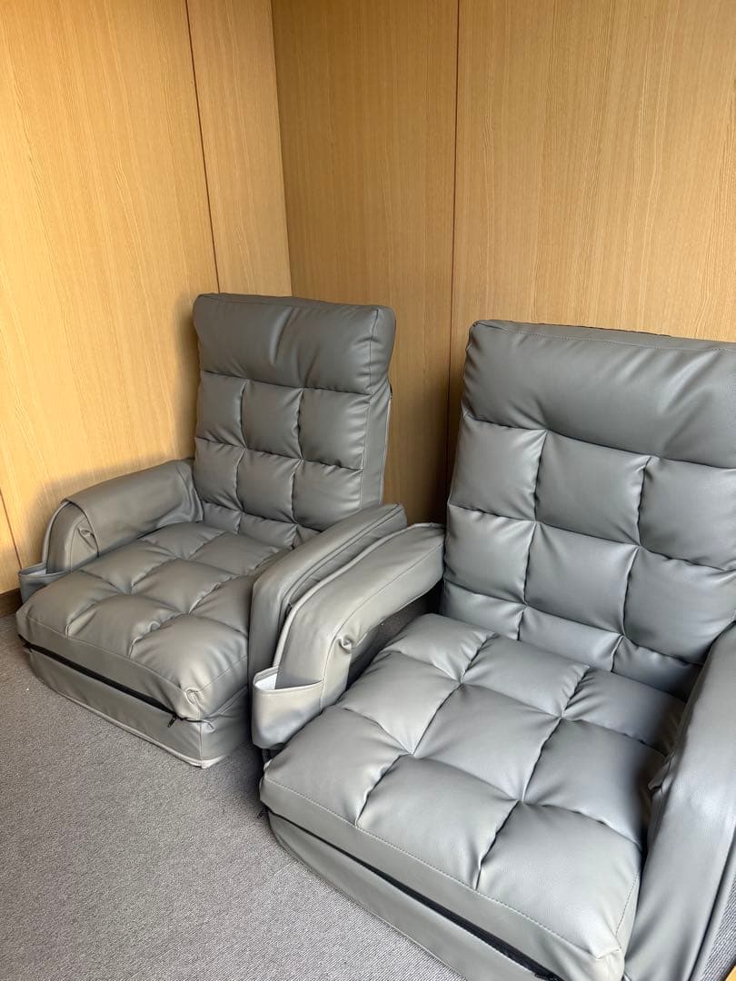 座椅子 42段階 肘掛け サイドポケット付き ハイバック 連動肘つき 座いす