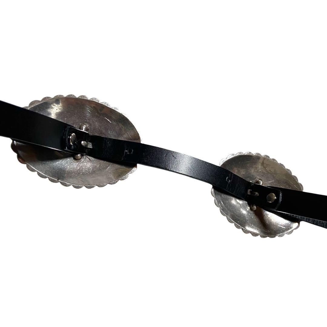 トーガプルラ★ダブルバックルベルト コンチョベルト 本革 レザー エナメル 黒