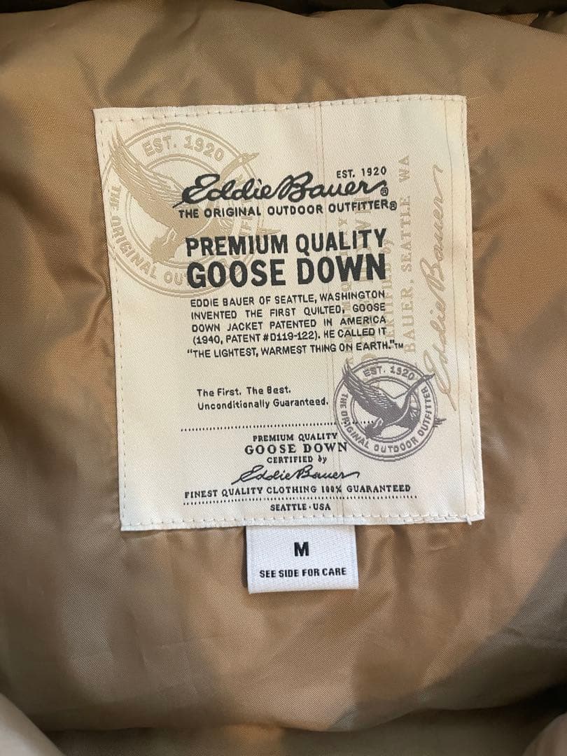Eddie Bauer グースダウンジャケット Mサイズ オリーブグリーン　美品