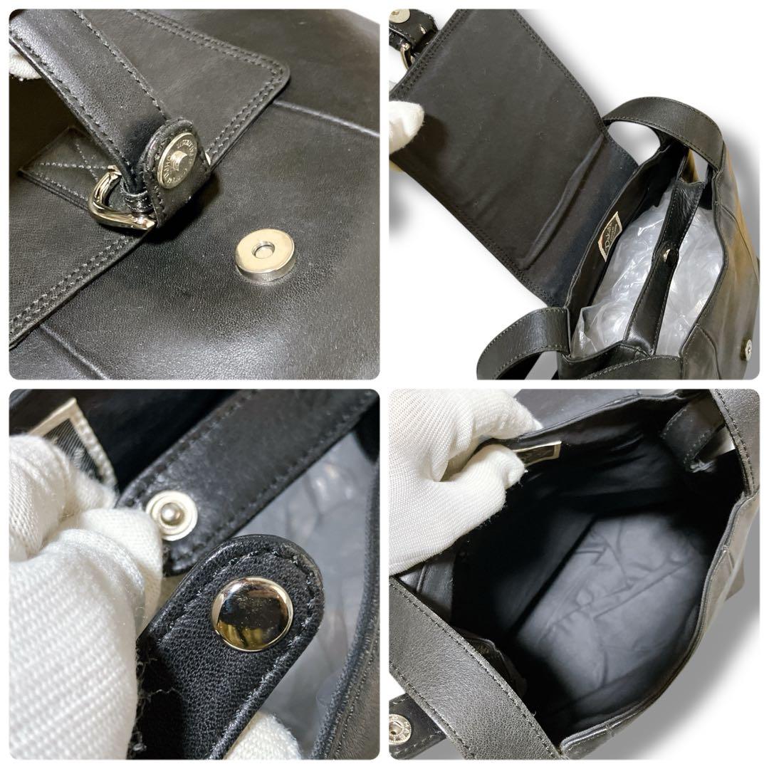 ダコタ 日本製 肩掛け可 オールレザー フラップ ショルダーバッグ ブラック