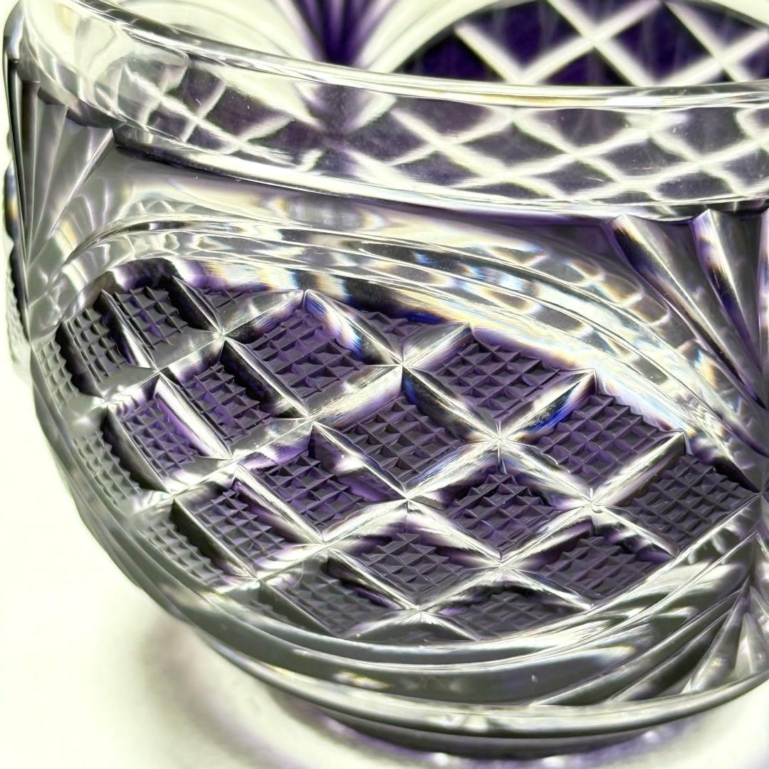 薩摩切子 辻俊幸 小付鉢 レモンカット 紫 ツジガラス工芸 ①