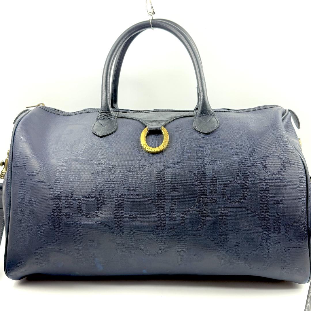 ディオール ボストンバッグ トロッター オーバル PVC レザー 2WAY 紺