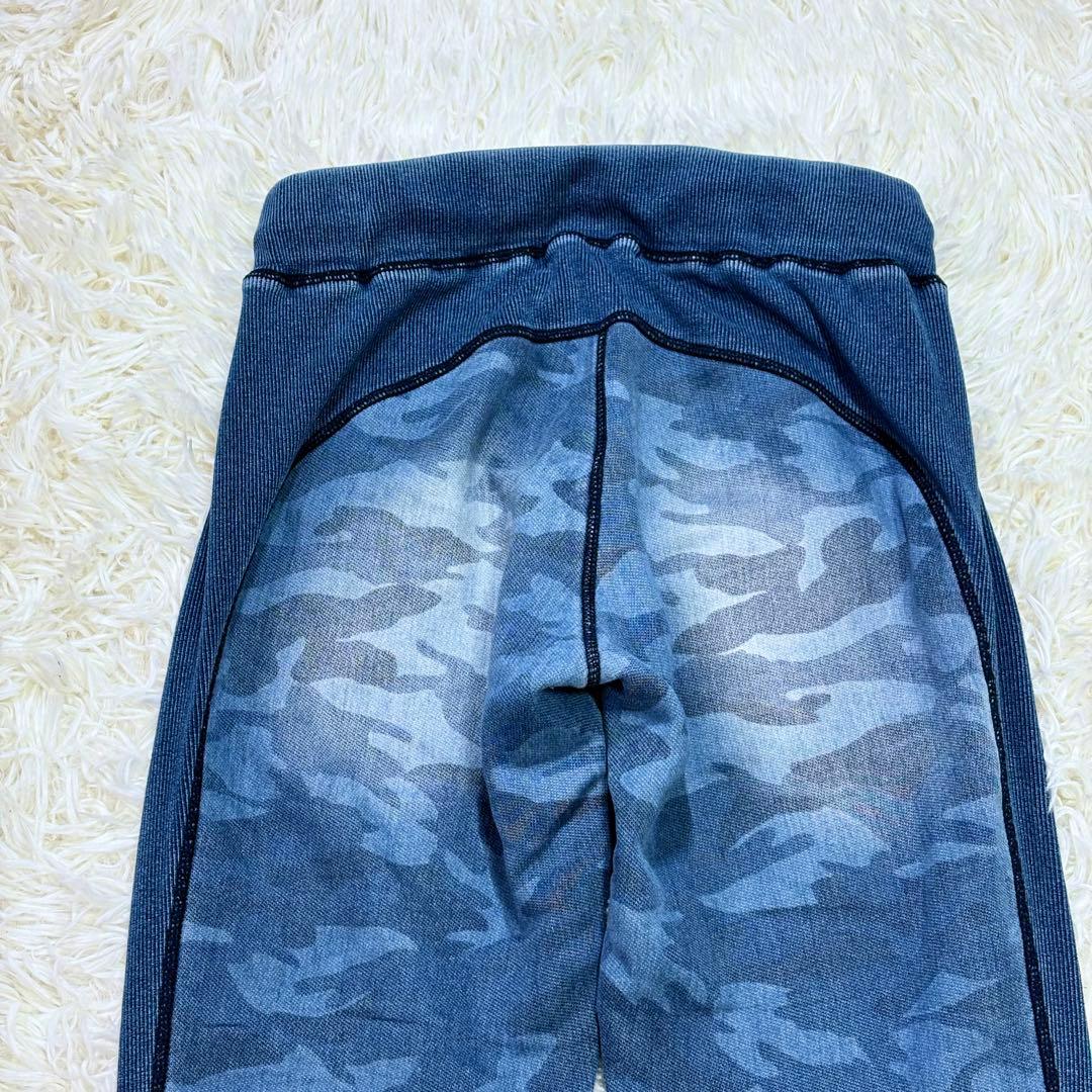 美品 ウノピュウ デニム ルームウェアセットアップ カモフラ柄 ネイビー 伸縮性