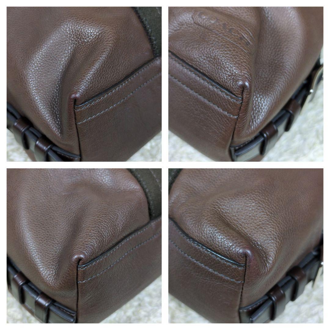 コーチ ボストンバッグ トンプソン 肩掛け レザー ダークブラウン