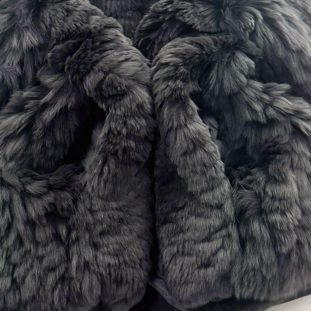 レッキスラビットファー✨アダジェット ノーカラージャケット ファーコート グレー