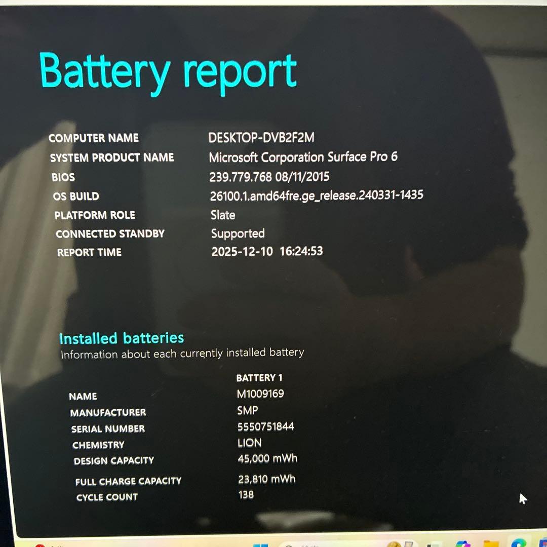 Windowsタブレット本体 Surface Pro 6 1796 8GB i5-8350U