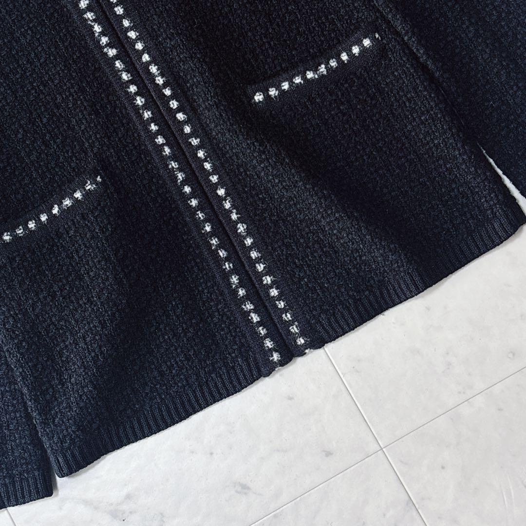 美品 23AW Theory luxe ツイード ノーカラー ニットジャケット