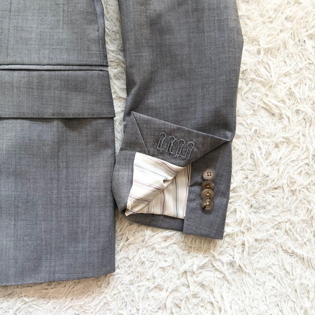 <極美品>LARDINI 新ロゴ グレー ウール スーツ ブートニエール 46
