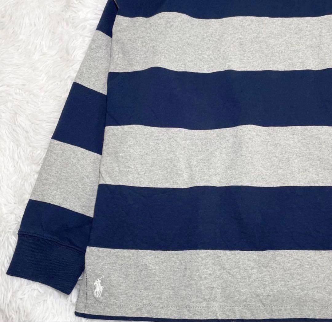 【美品】ラルフローレン　ビッグフィットストライプドジャージーラグビーシャツ