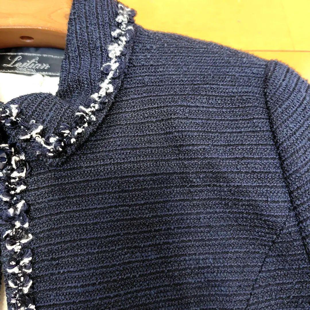 専用レリアン 濃紺ネイビー テーラードジャケット フリンジ仕上げ13L