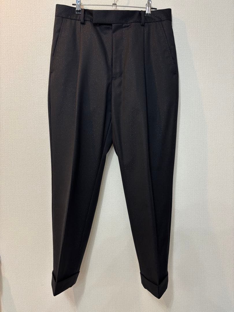 ワコマリア ラメ　スラックス　ドーメル　S 黒