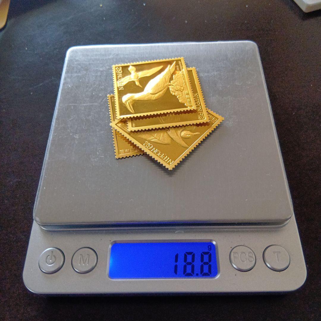 松本徽章工業　金属工芸品　切手形の純銀金張プレート（水辺の鳥シリーズ）