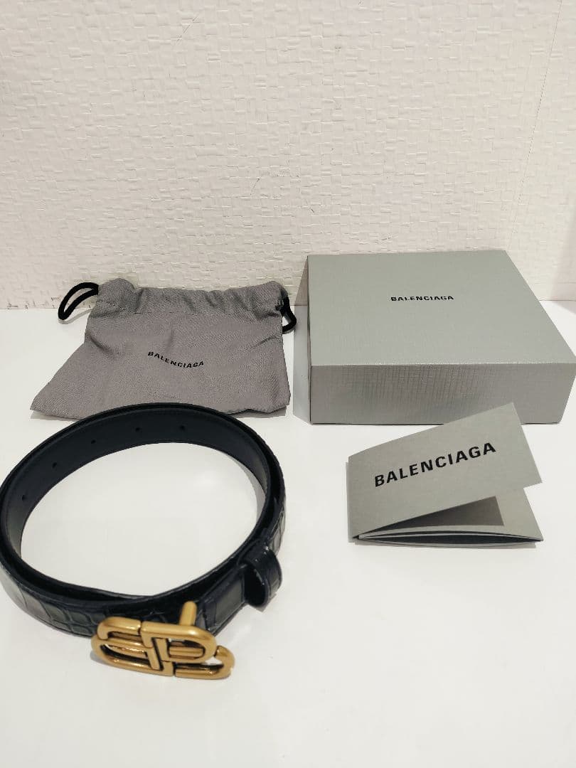 BALENCIAGA / バレンシアガ クロコ型押し ブラック BBベルト