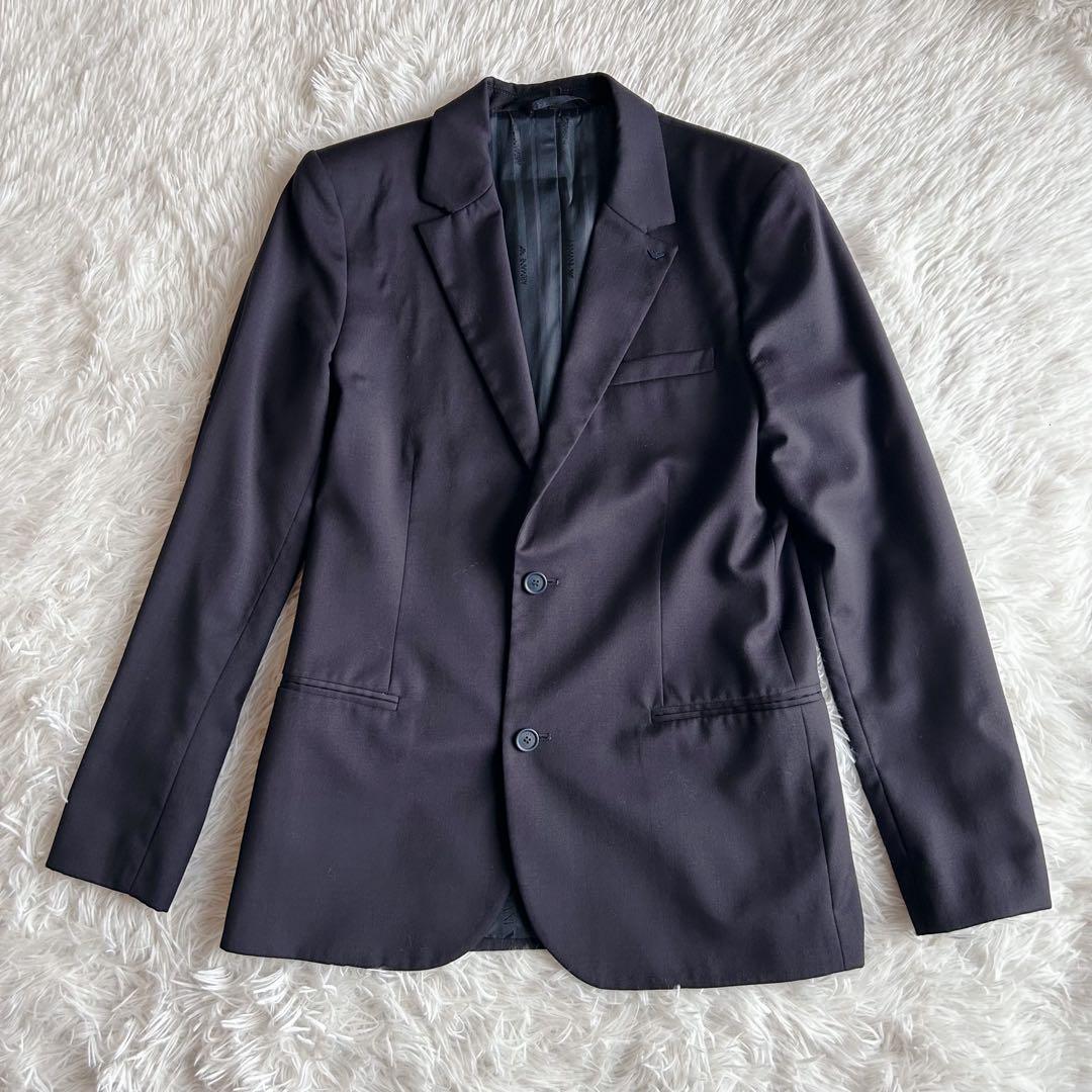 アルマーニ ジュニア　スーツセットアップ　紺　ネイビー　ロゴピンバッジ付き　美品