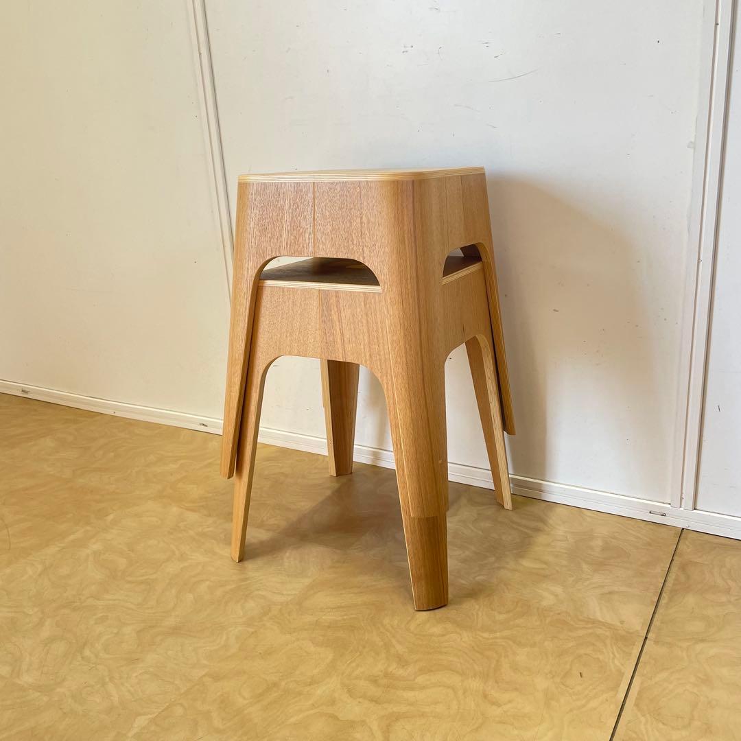 Francfranc スツール2脚 スタッキング椅子 チェア フランフラン 木製