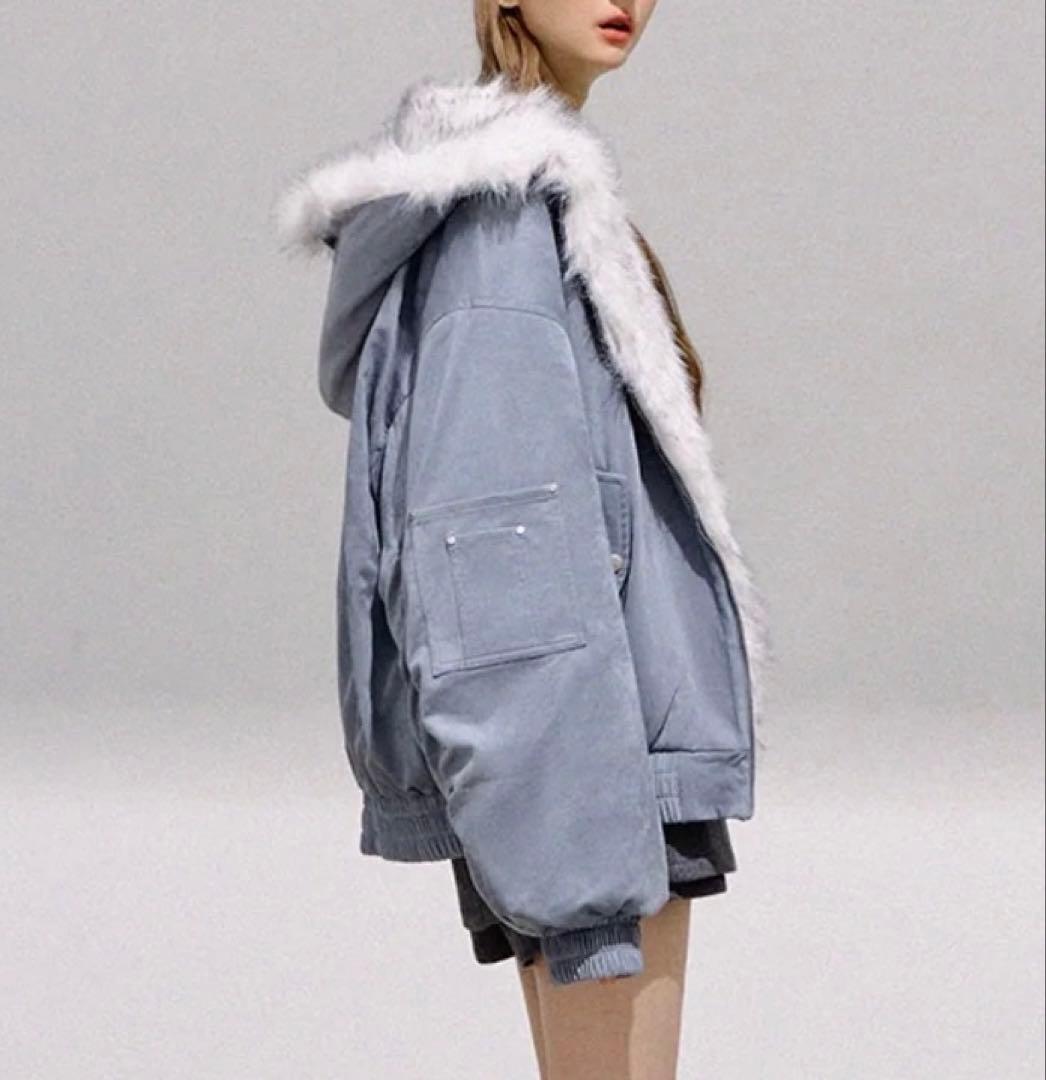 Sサイズ Ria（リア） リバーシブル ファー ブルーアウター