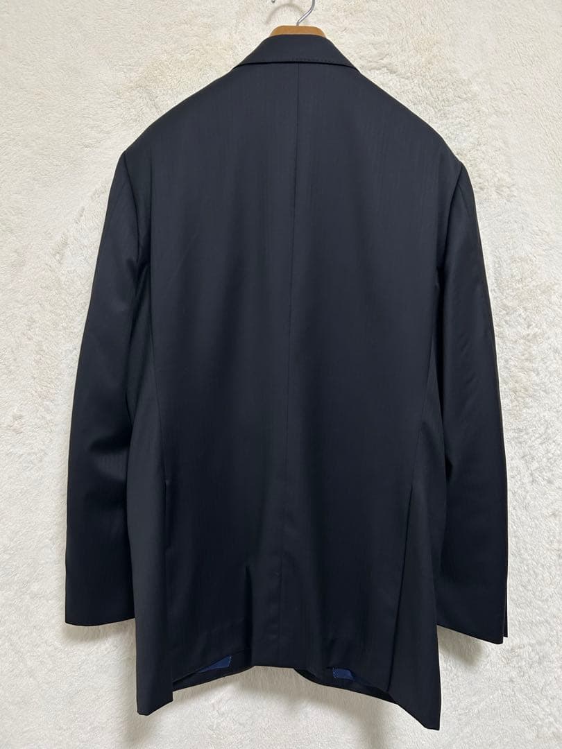 【新品】ロロピアーナ生地 メンズ スーツ AB6 LL 濃紺 シャドーヘリンボン