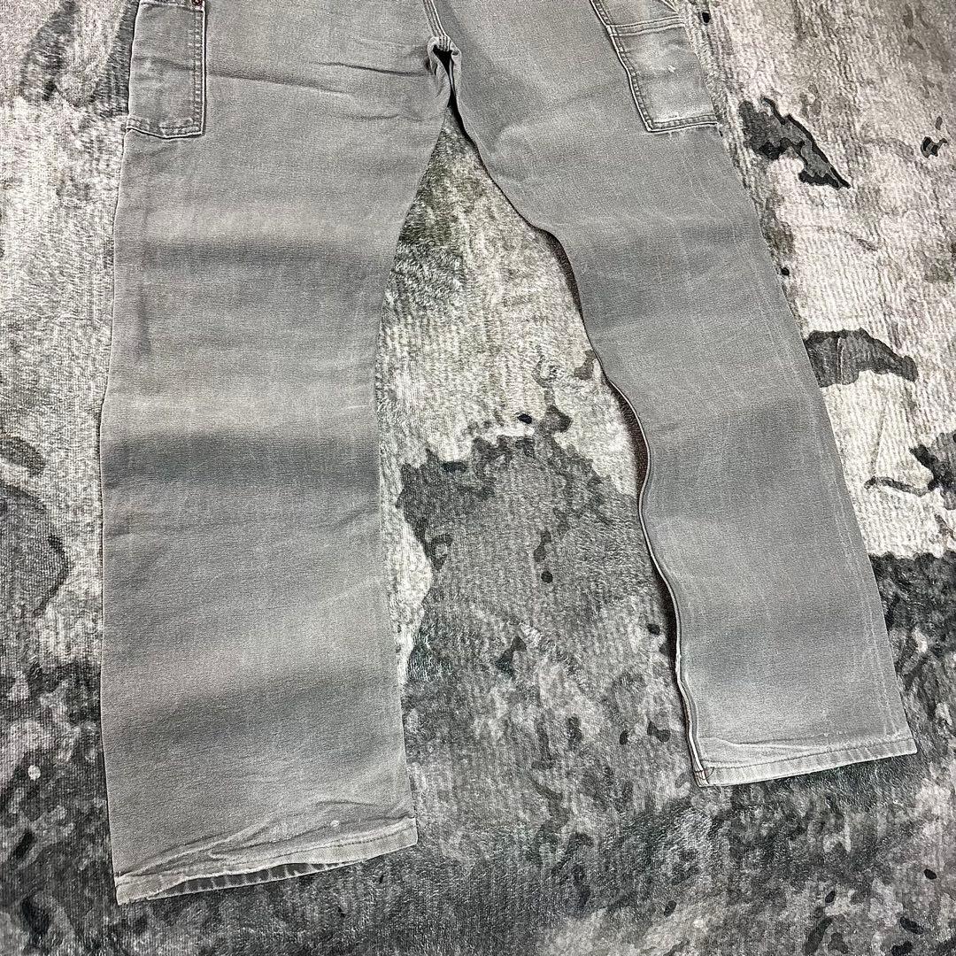 極上フェード 34×36 Carhartt 灰 金ボタン 一点物 ゆる履き