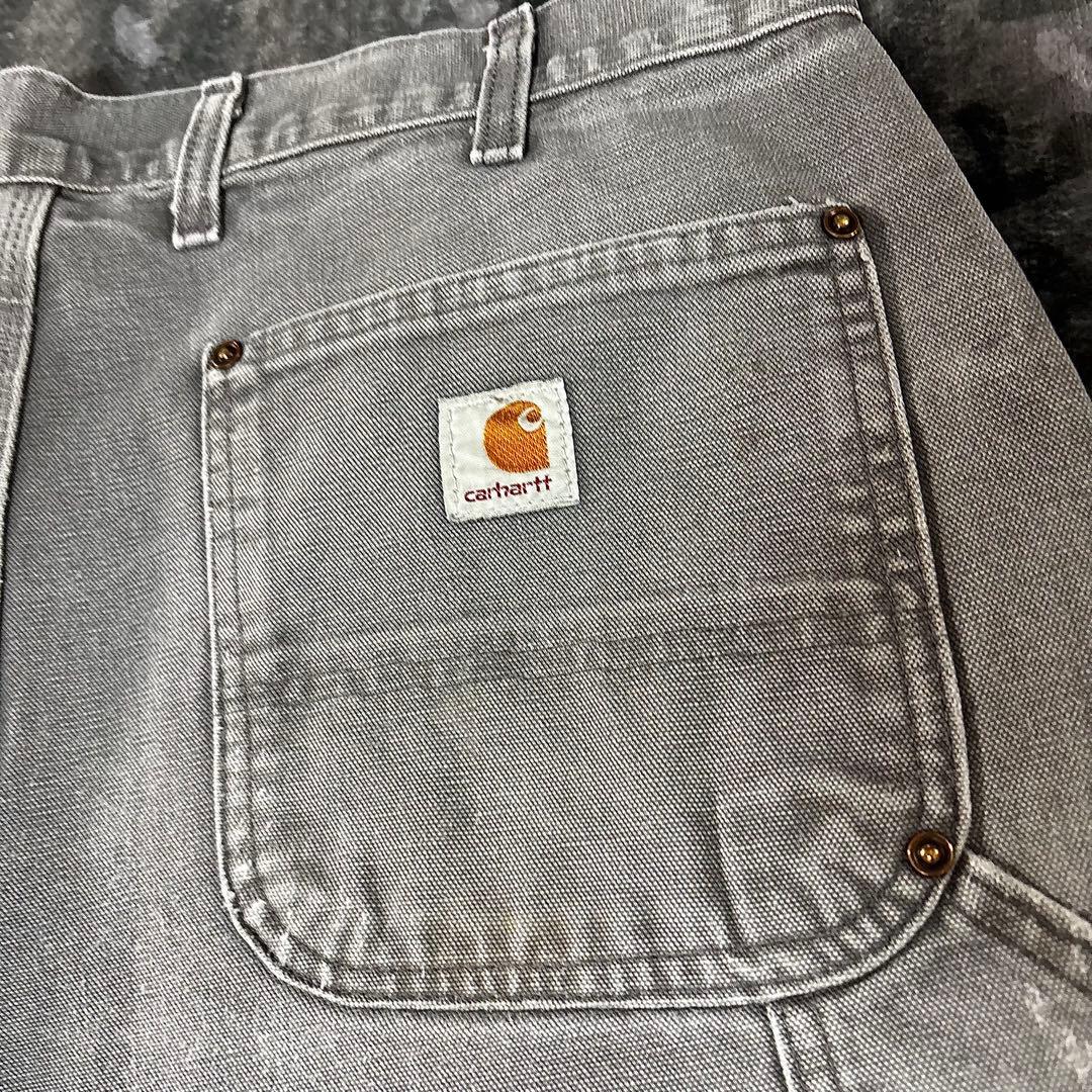 極上フェード 34×36 Carhartt 灰 金ボタン 一点物 ゆる履き