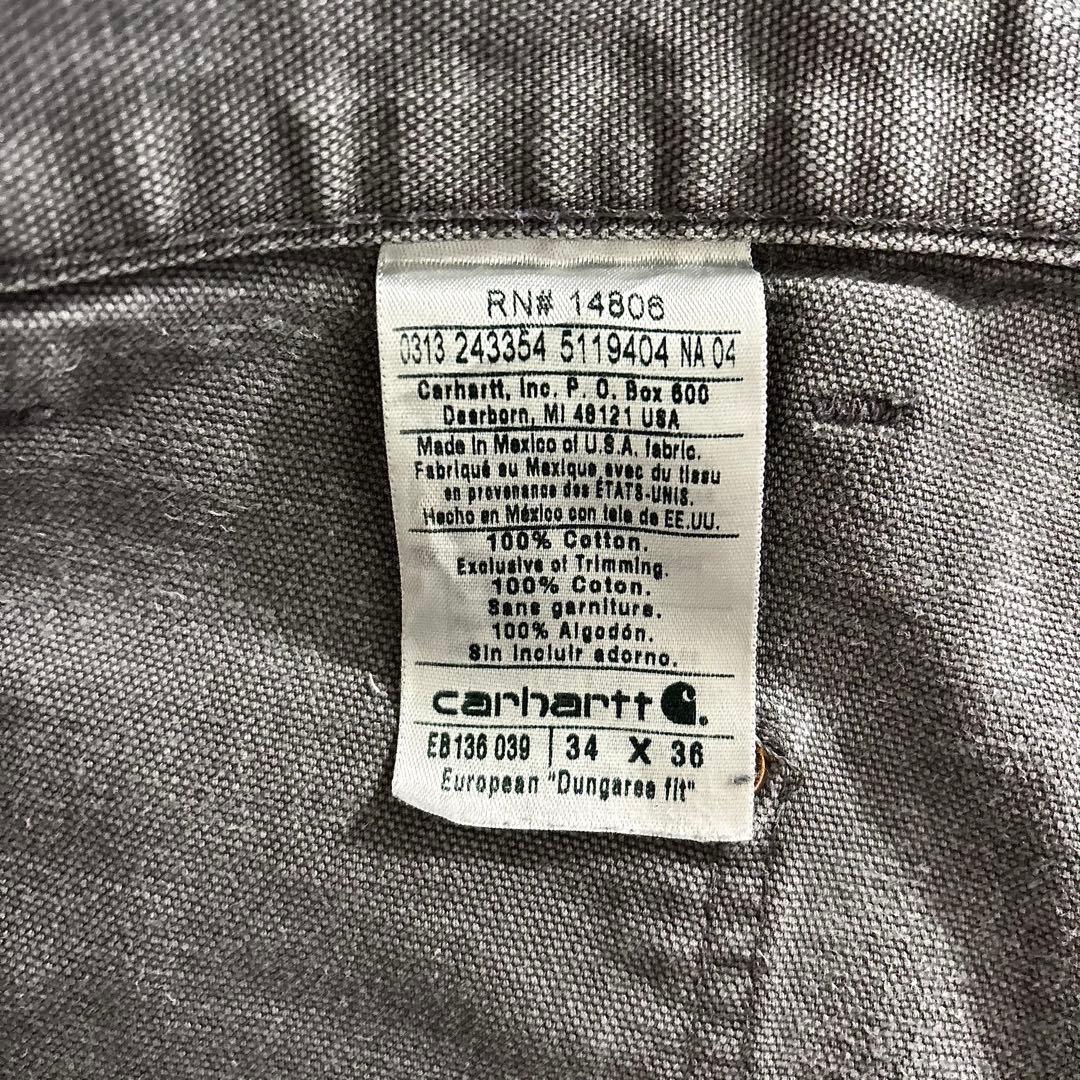 極上フェード 34×36 Carhartt 灰 金ボタン 一点物 ゆる履き