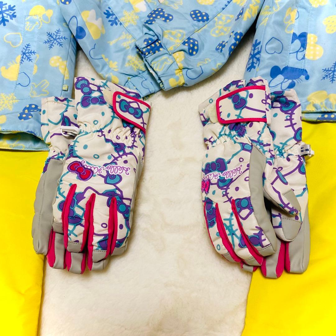 【双子/お揃い】ディズニースキーウェア 110cmハローキティグローブ2セット