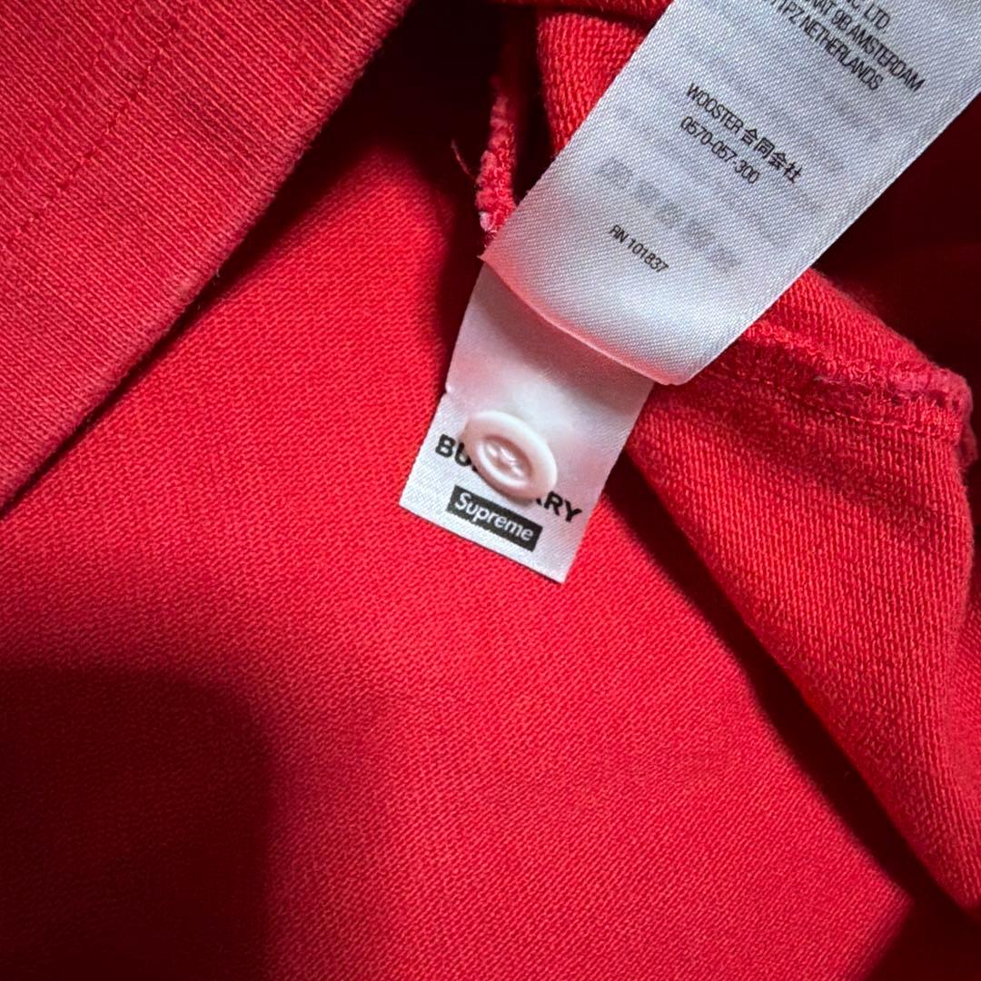 22ss Supreme BURBERRY Rugby ラガーシャツ　L 赤