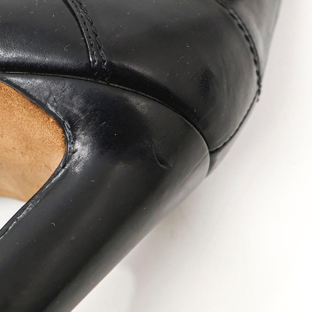 H5259-9◾️マロノブラニク　ベルト付スクエアトゥ　レザーロングブーツ