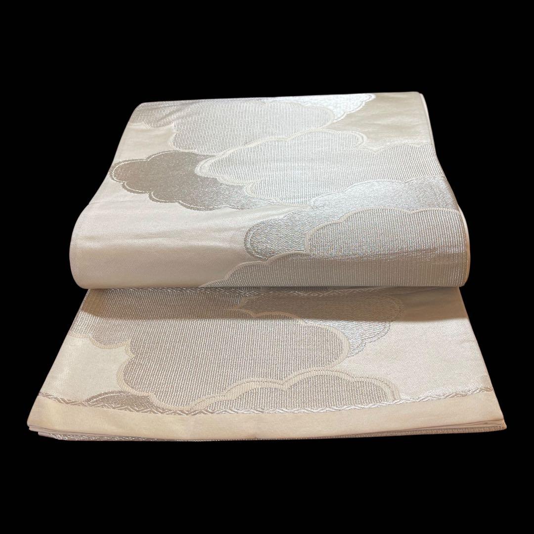 【美品】　六通柄袋帯　雲取紋様　銀糸　黒留袖　色留袖　訪問着　礼装　フォーマル