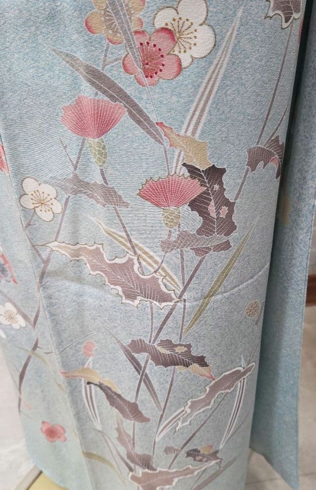 訪問着4点フルセット着物、袋帯、帯締め、帯揚げ トールサイズ対応