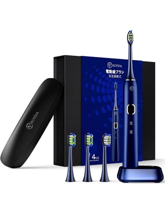 電動歯ブラシ 超音波式 SNK01ネイビー 替えブラシ4本(12ヶ月分) セット