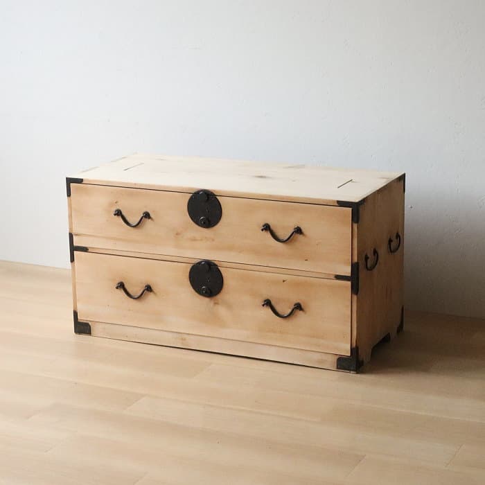 アンティーク 2段 チェスト 古家具 無垢材 無塗装 和箪笥 無垢材