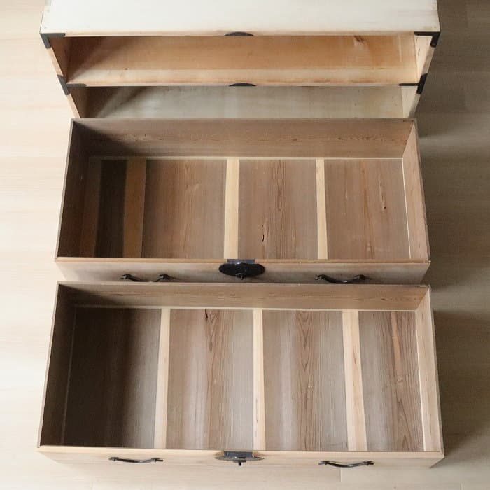 アンティーク 2段 チェスト 古家具 無垢材 無塗装 和箪笥 無垢材