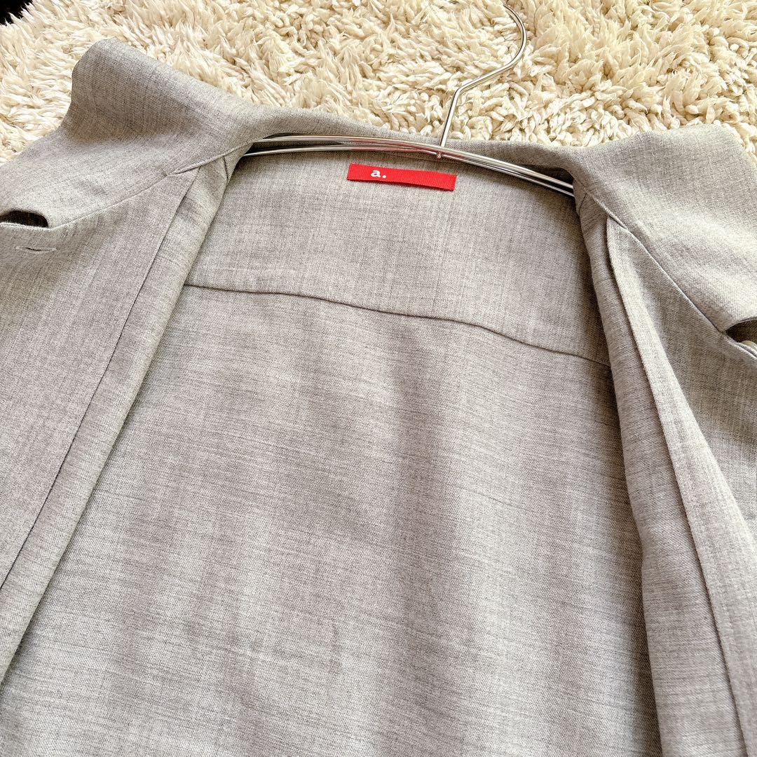 a. エー・ドット 日本製 大橋歩 丸襟 シャツ グレー 長袖 S ウール混