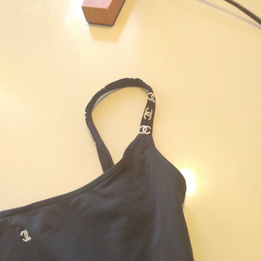 CHANEL ヴィンテージ　レオタード ワンピース水着 ロゴ入りストラップ