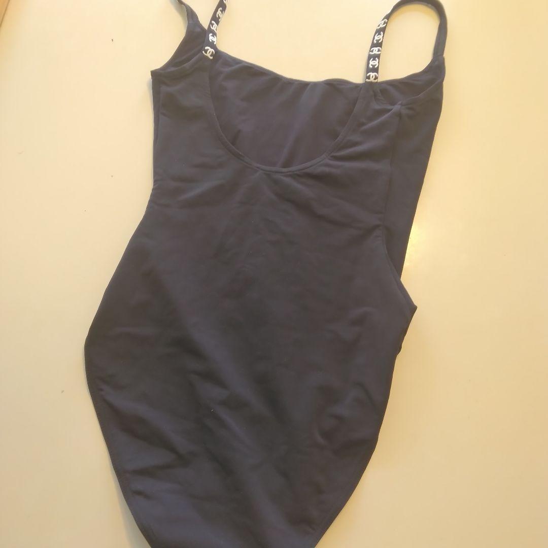 CHANEL ヴィンテージ　レオタード ワンピース水着 ロゴ入りストラップ