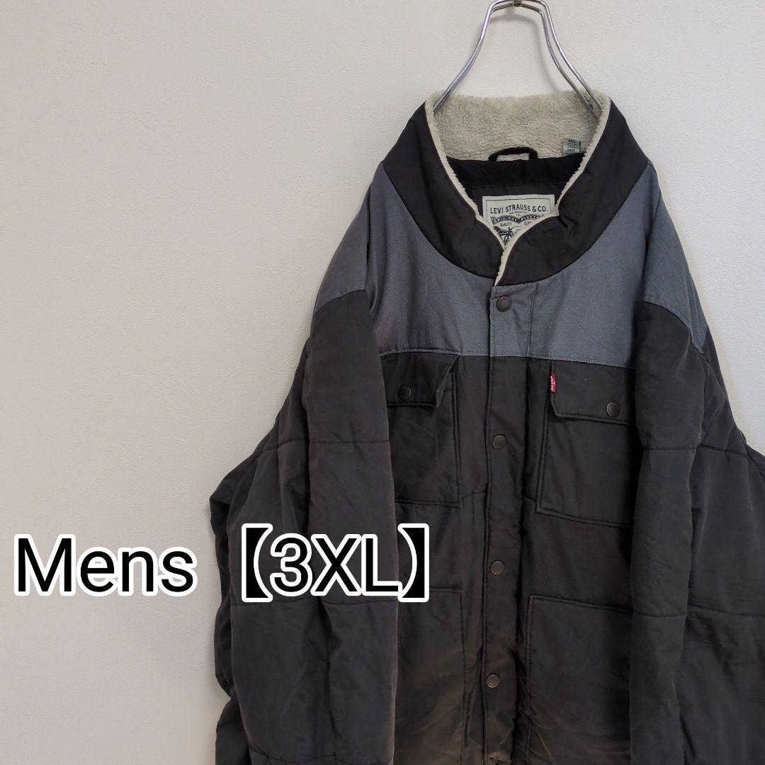 F48【US輸入】リーバイス　ダウンジャケット【メンズ3XL】ブラック　グレー