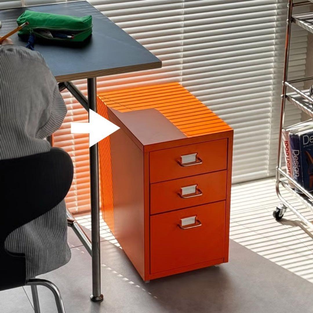 カラー スチールキャビネット デスクワゴン 3段【ART OF BLACK】