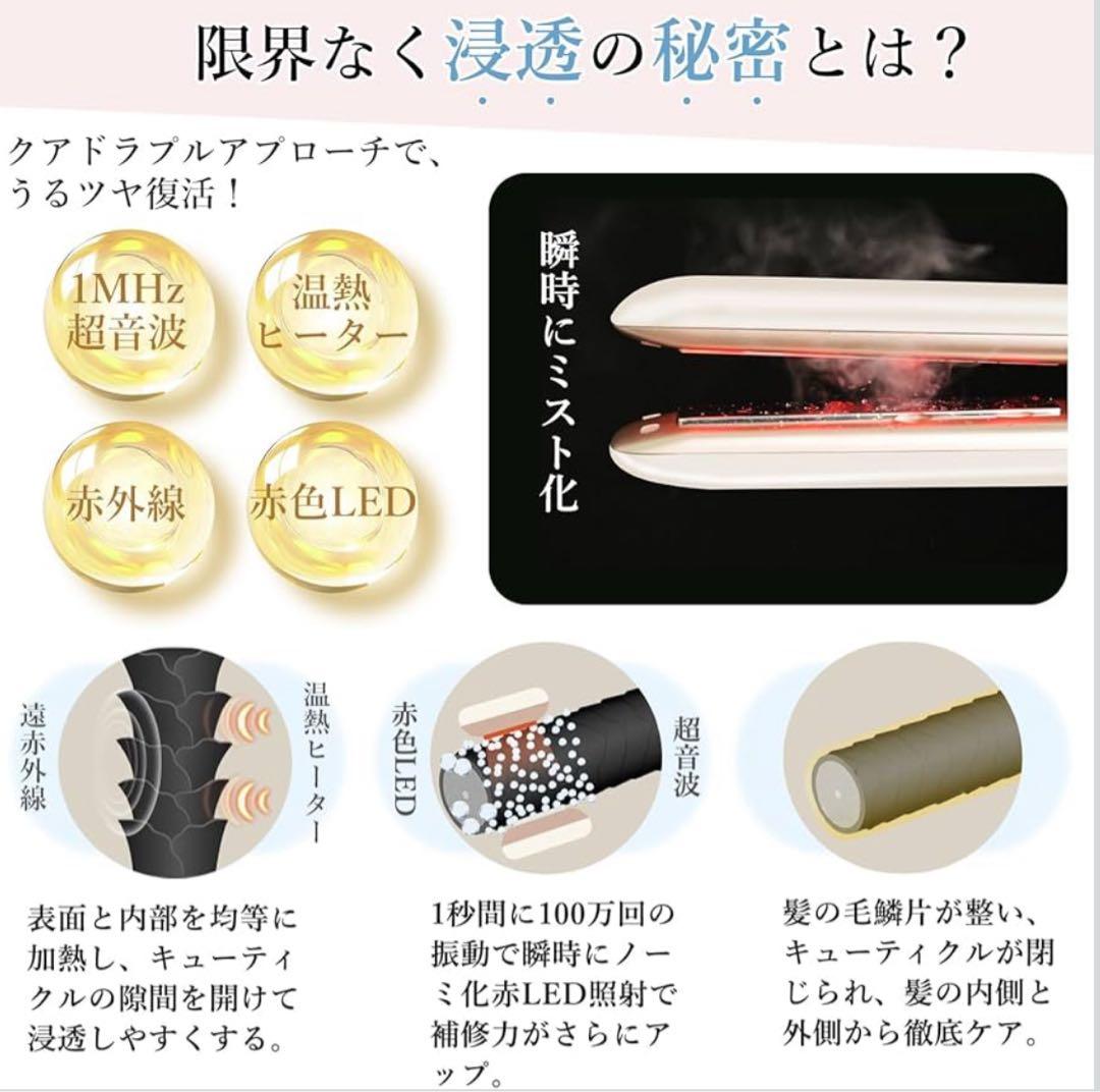 Kiboer超音波トリートメントアイロン　髪質改善 トリートメント導入器