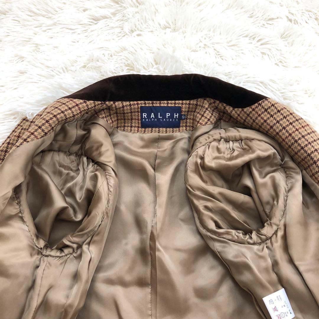 【美品 希少】ラルフローレン テーラードジャケット 刻印ボタン　異素材　チェック