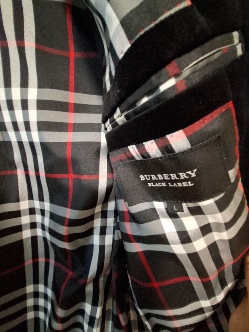 美品 BURBERRY BLACK LABEL ベロアテーラードジャケット L