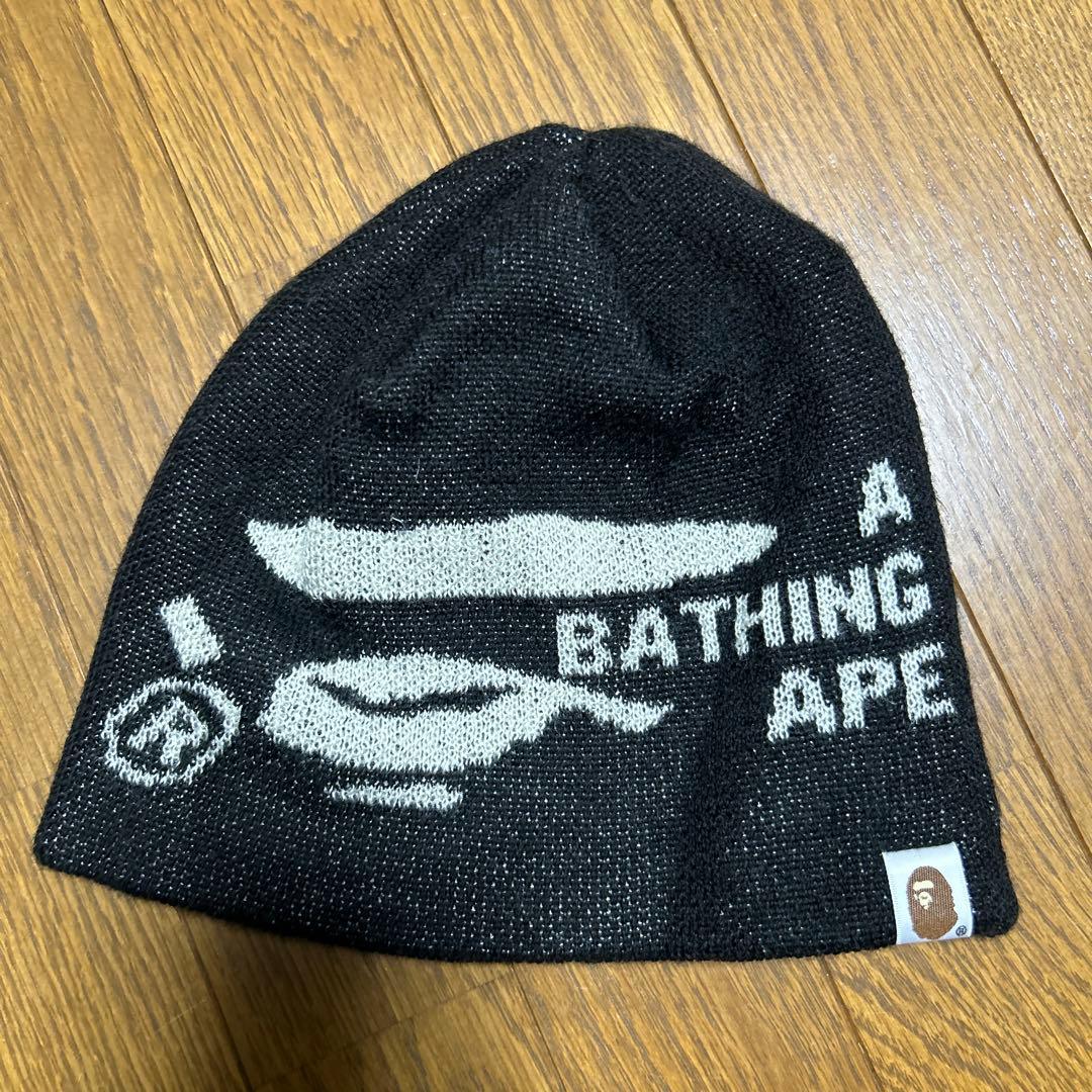 ライ　A BATHING APE ブラック ニット帽