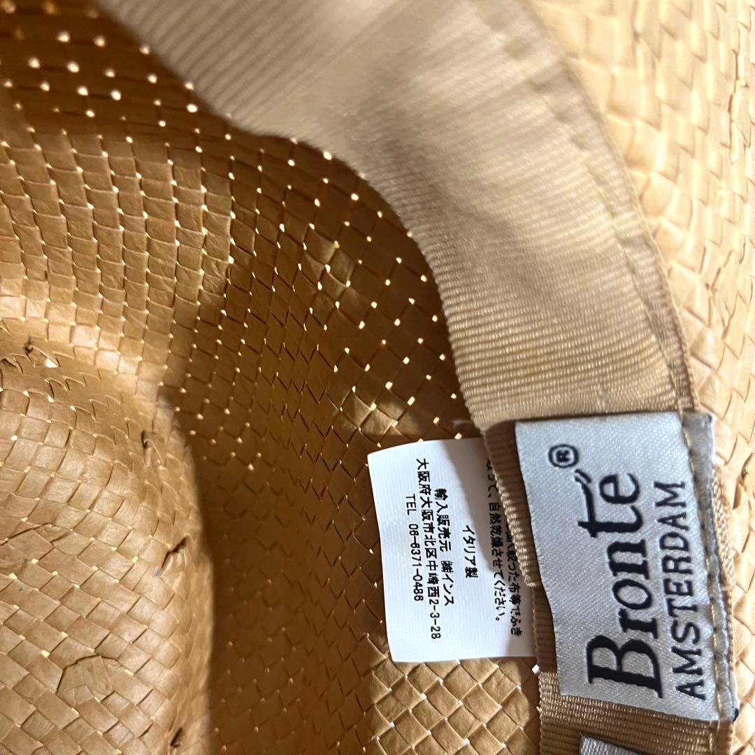 イタリア製 古着 ブロンテ 麦わら帽子 ハット フェドラハット ストローハット