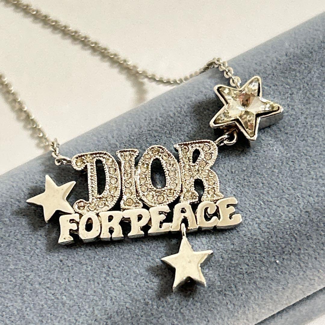 【極美品・希少】Dior ネックレス ロゴ スター ラインストーン シルバー