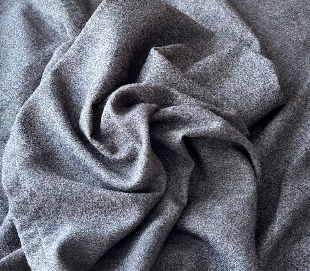 ミズイロインド　コクーンワンピース　アシンメトリー　変形　バックボタン　グレー