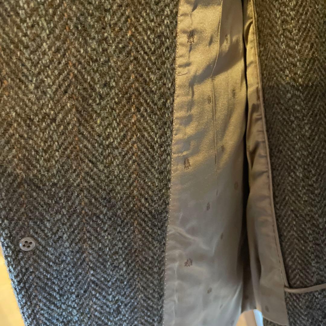 極美品 ブラウン ヘリンボーン テーラードジャケット ハリスツイード
