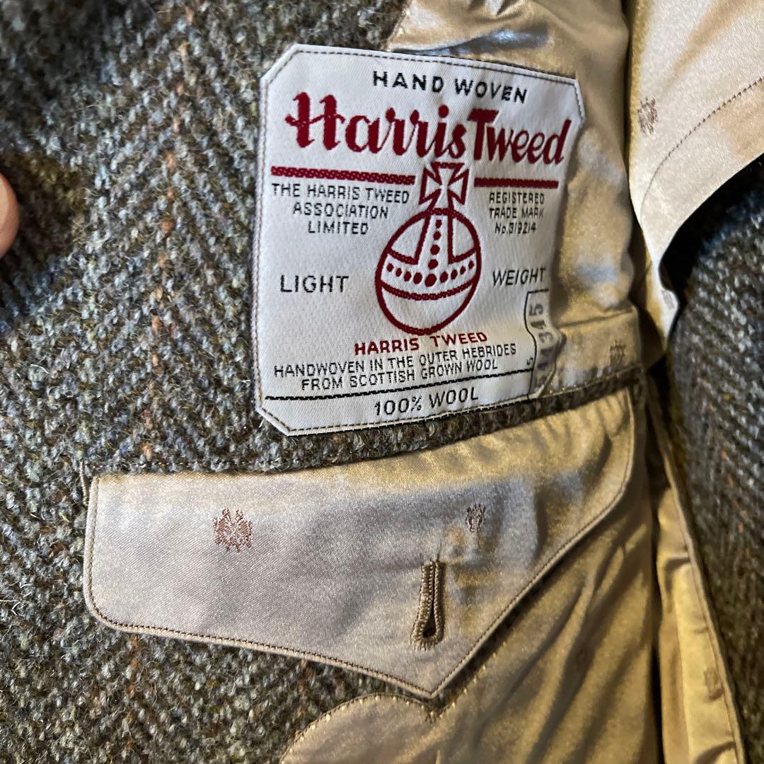 極美品 ブラウン ヘリンボーン テーラードジャケット ハリスツイード