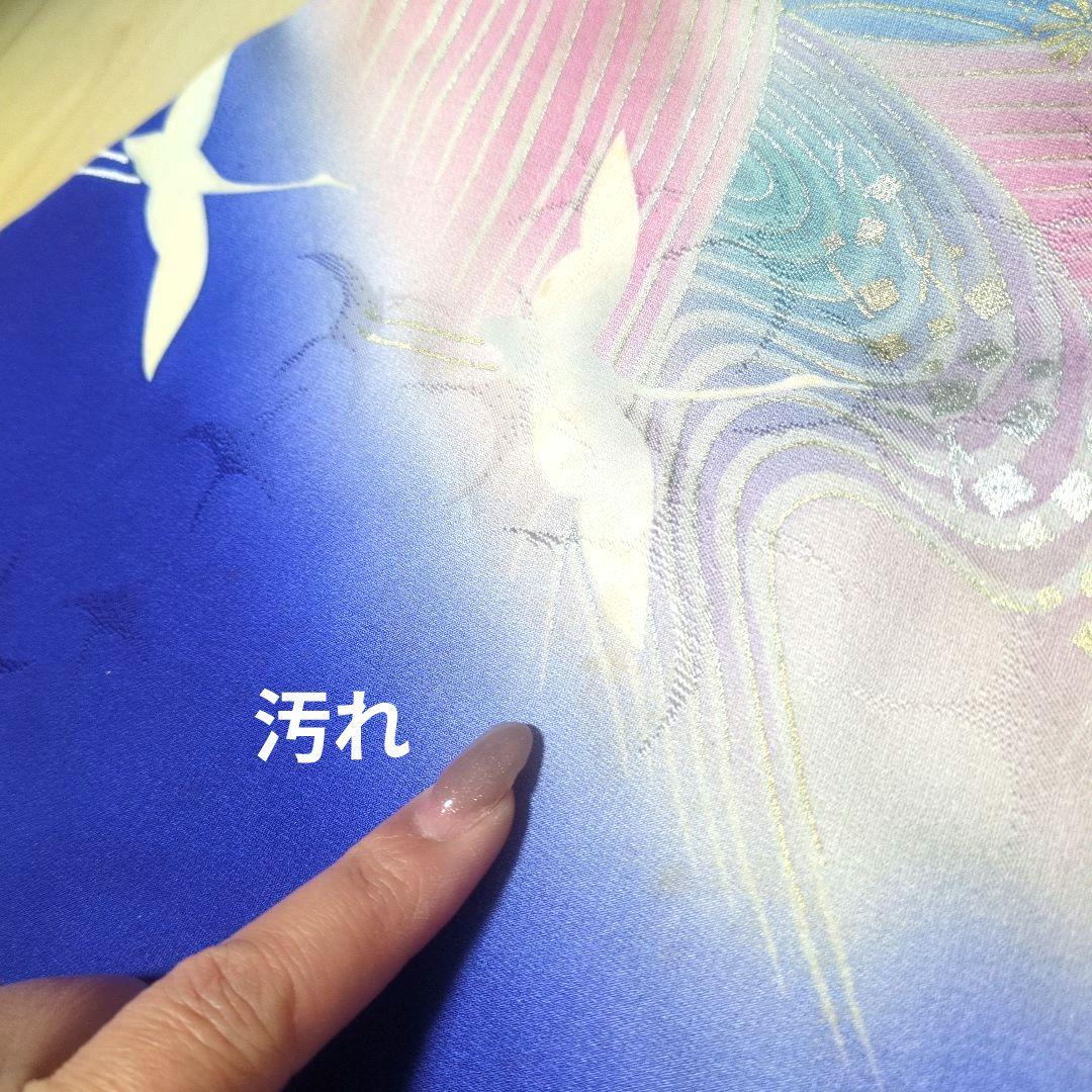 SALE☆正絹 作家物 桔梗になないろ鶴 振袖リメイク羽袖ドレス*