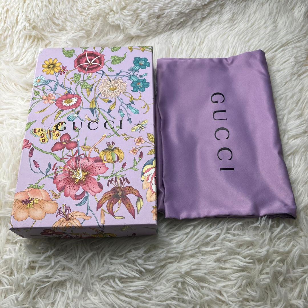 激レア美品✨グッチ◇限定品フローラショルダーチェーン長財布　パープルゴールド金具